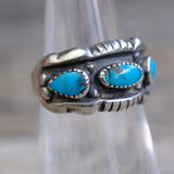 Vintage Sterling 3-Stone Turquoise Ring 5.75