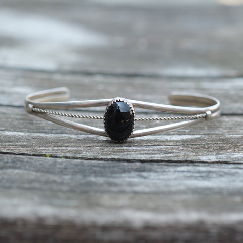 Vintage Sterling Onyx Roper Cuff