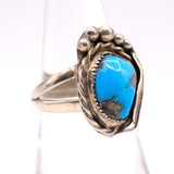 Vintage Sterling Turquoise Feather Ring 7