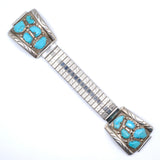 Vintage Sterling Turquoise Cluster Watch Band