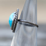 Vintage Sterling Turquoise Roper Ring 3.25