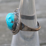 Vintage Sterling Turquoise Roper Ring 4.25