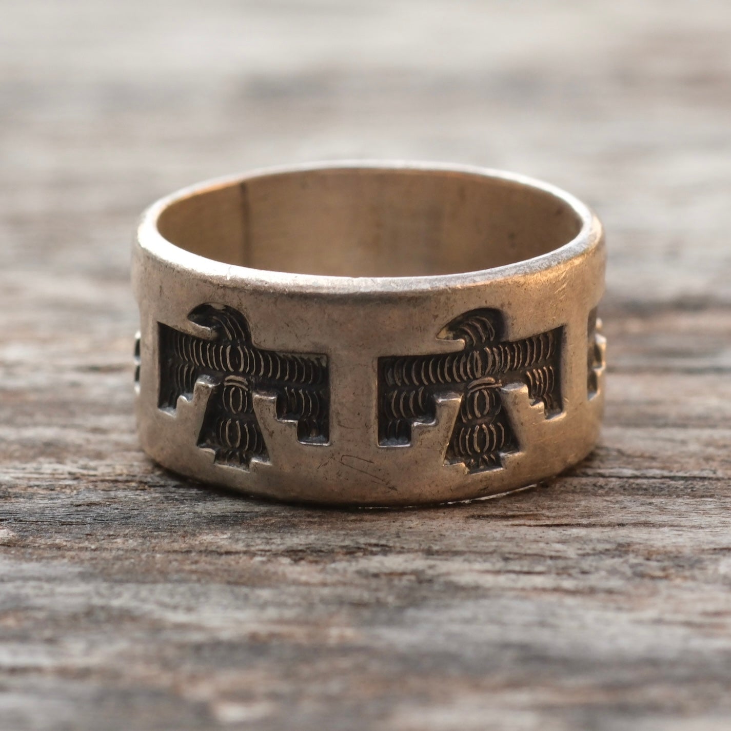Vintage Bells Trading Post Thunderbird Band Ring 7