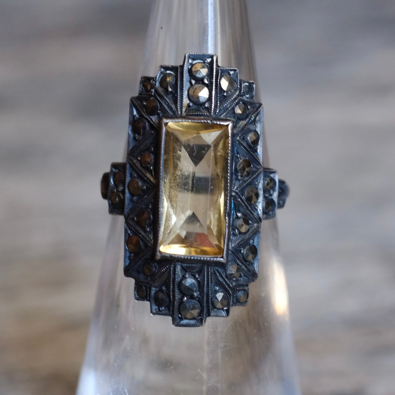 Vintage Sterling Amethyst and Marcasite Ring 4