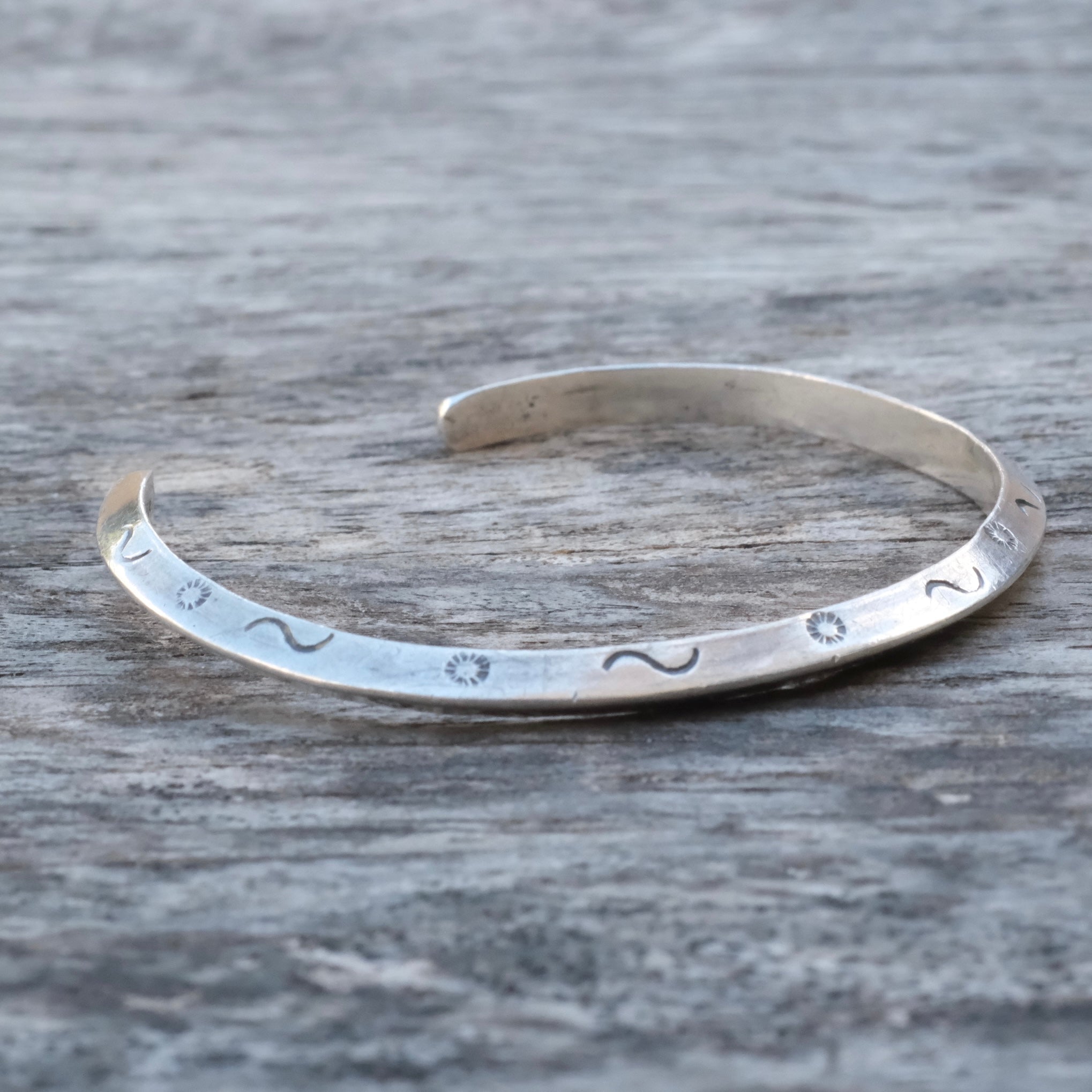 Vintage Sterling Stamped Triangle Cuff Bracelet