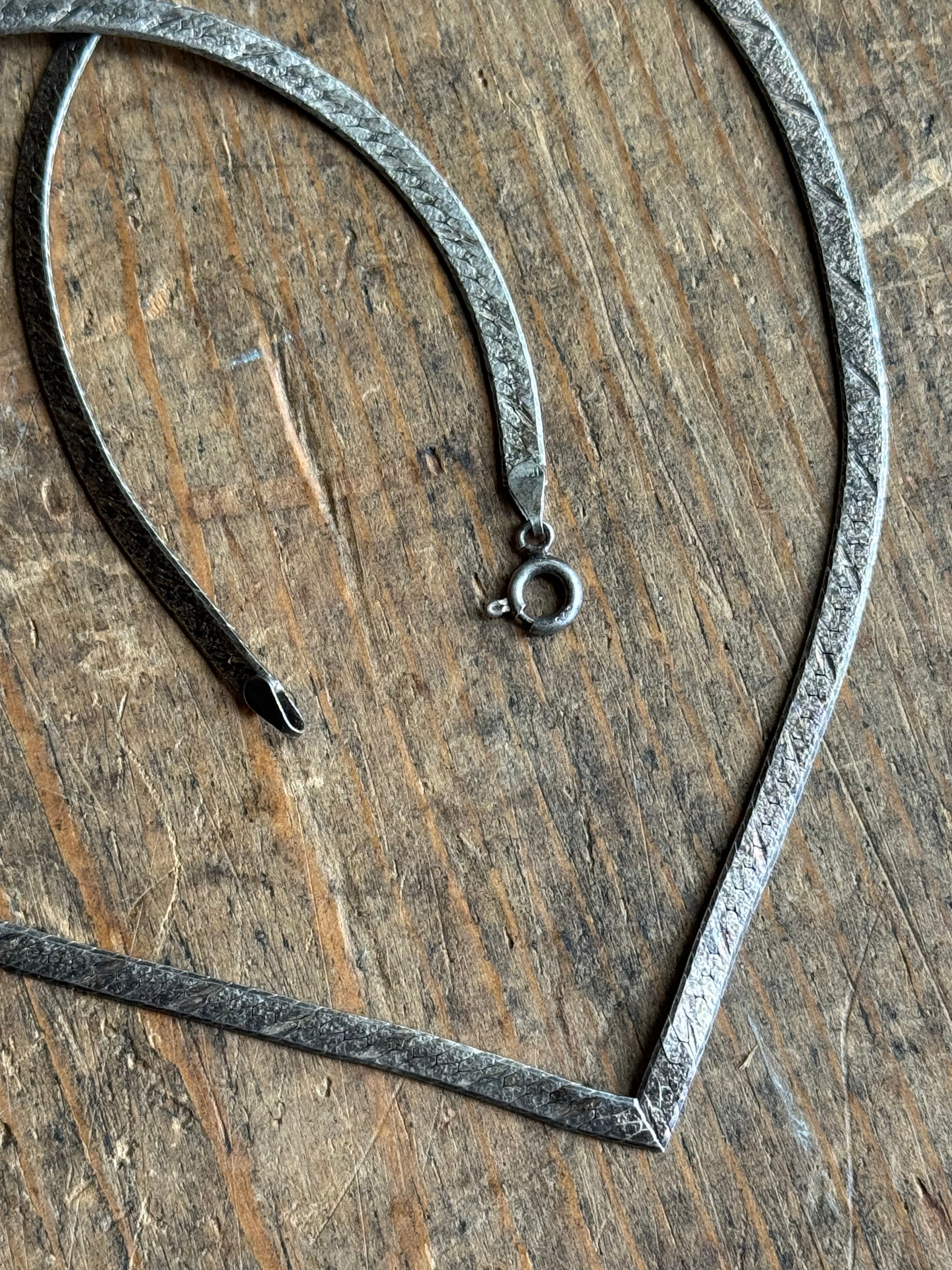 Vintage Sterling Silver 18” Chevron Herringbone Chain
