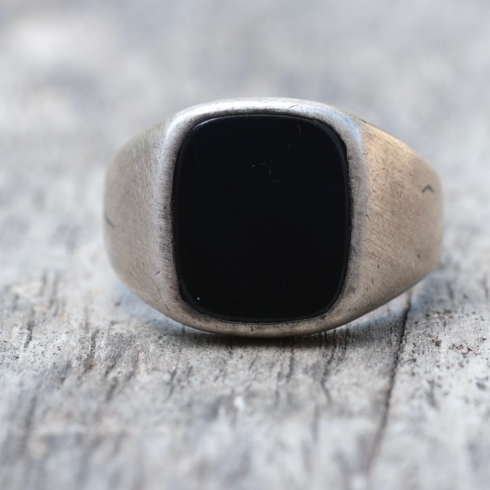Vintage Sterling Onyx Signet Ring 8.5