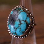 Vintage Sterling Turquoise Roper Ring 5.75