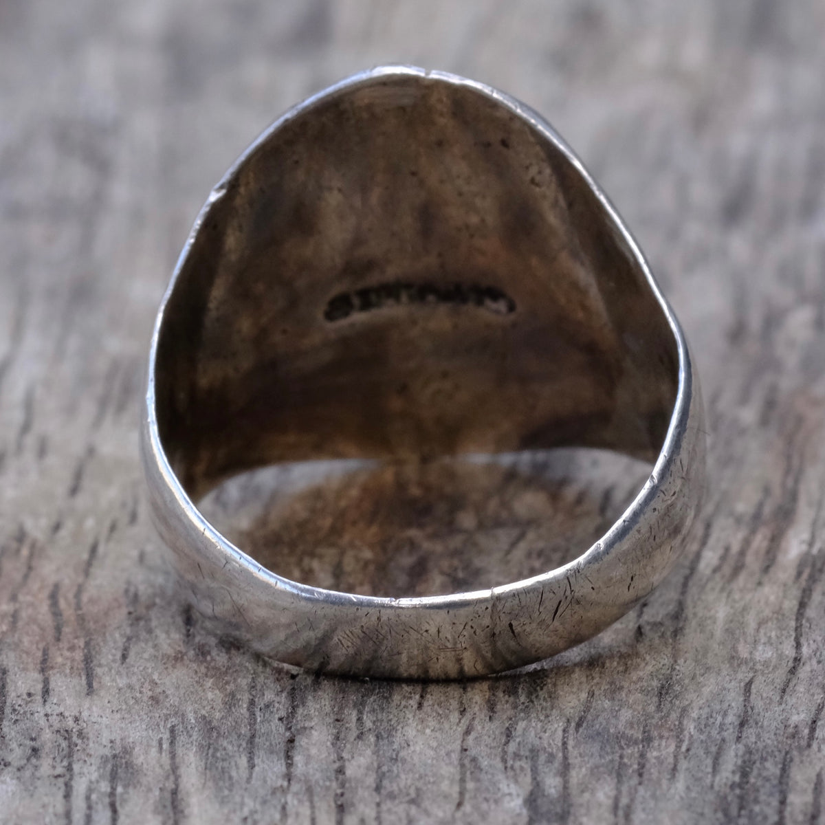 Vintage Sterling Bucking Bronco Stamped V Ring 11.25