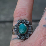 Vintage Sterling Turquoise Ring 6.75