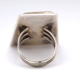 HUGE Vintage Sterling Turquoise and Mother Of Pearl Inlay Ring 5.75