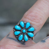 Vintage Sterling Turquoise Cluster Ring 6