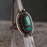 Vintage Sterling Turquoise Roper Ring 5