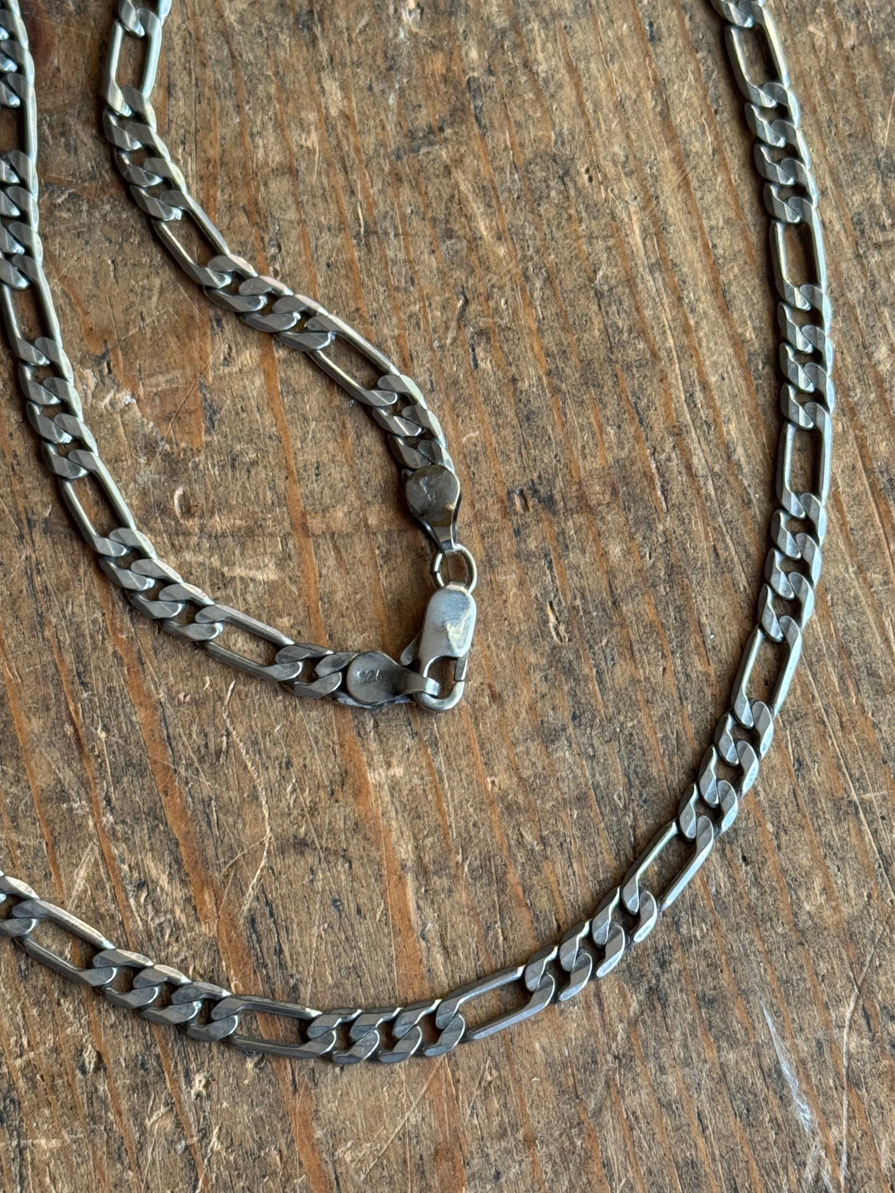 Vintage Sterling Silver 24” Figaro Chain
