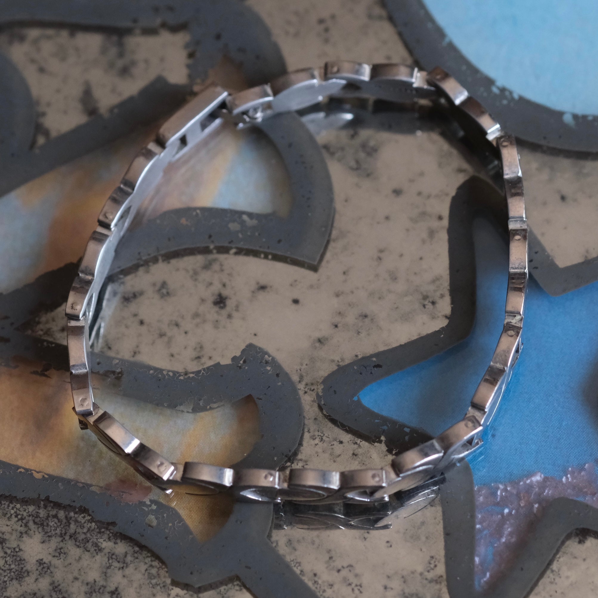 Vintage Sterling X Chain Bracelet 7.5"