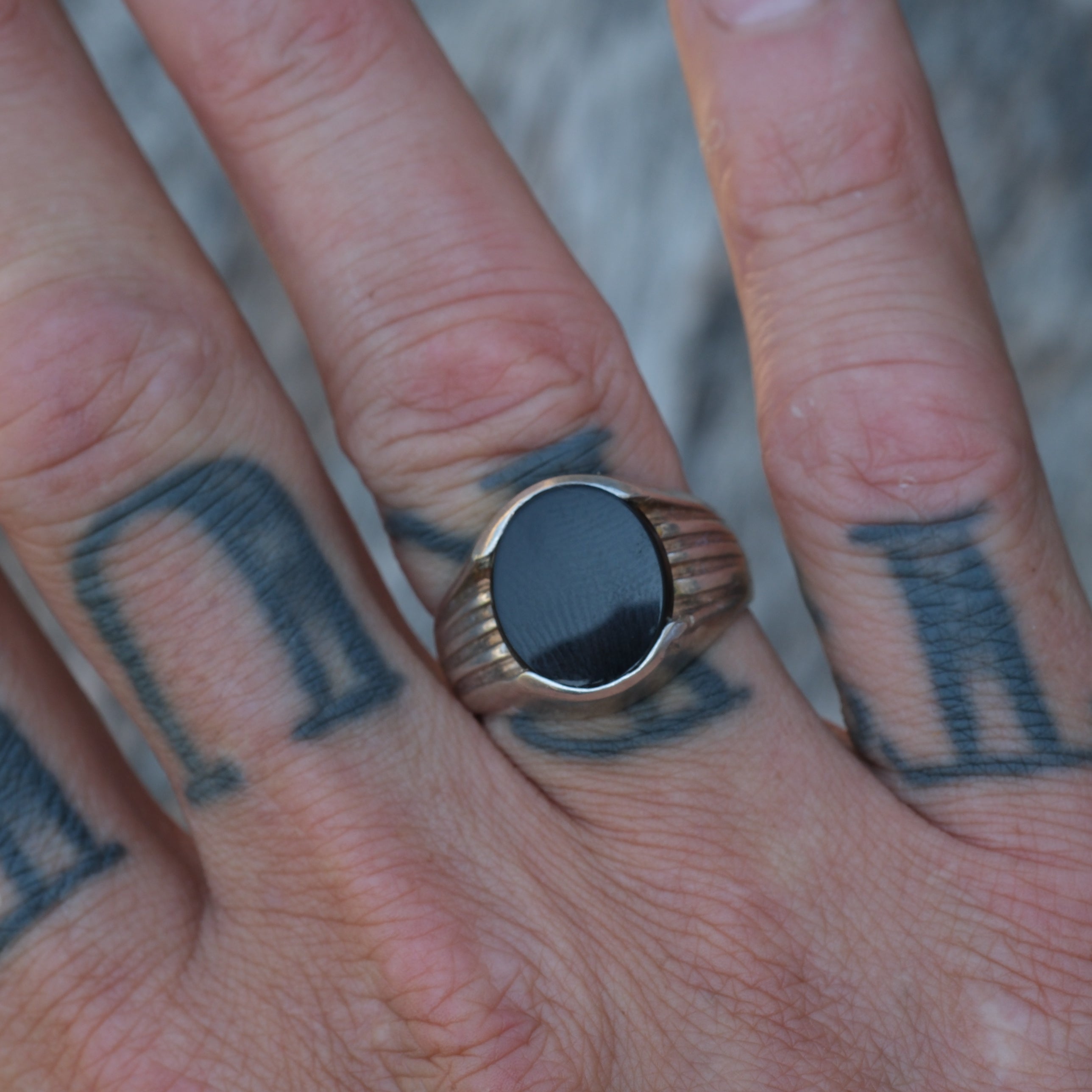 Vintage Sterling Onyx Signet Ring 9.25