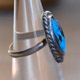 Vintage Sterling Turquoise Roper Ring 5.25