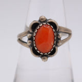 Vintage Sterling Coral Ring 6.5