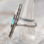Vintage Sterling Turquoise and Onyx and MOP Inlay Roper Ring 6.75