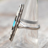 Vintage Sterling Turquoise and Onyx and MOP Inlay Roper Ring 6.75