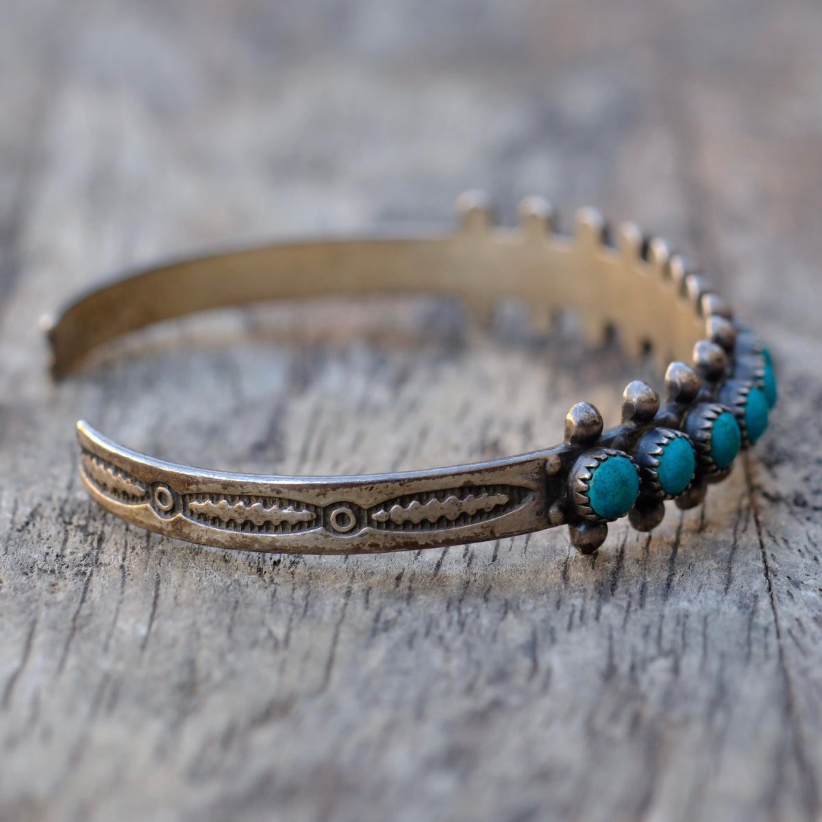 Vintage Sterling Snake Eye Turquoise Cuff Bracelet