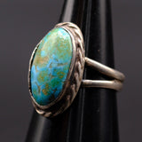 Vintage Sterling Turquoise Roper Ring 5.5