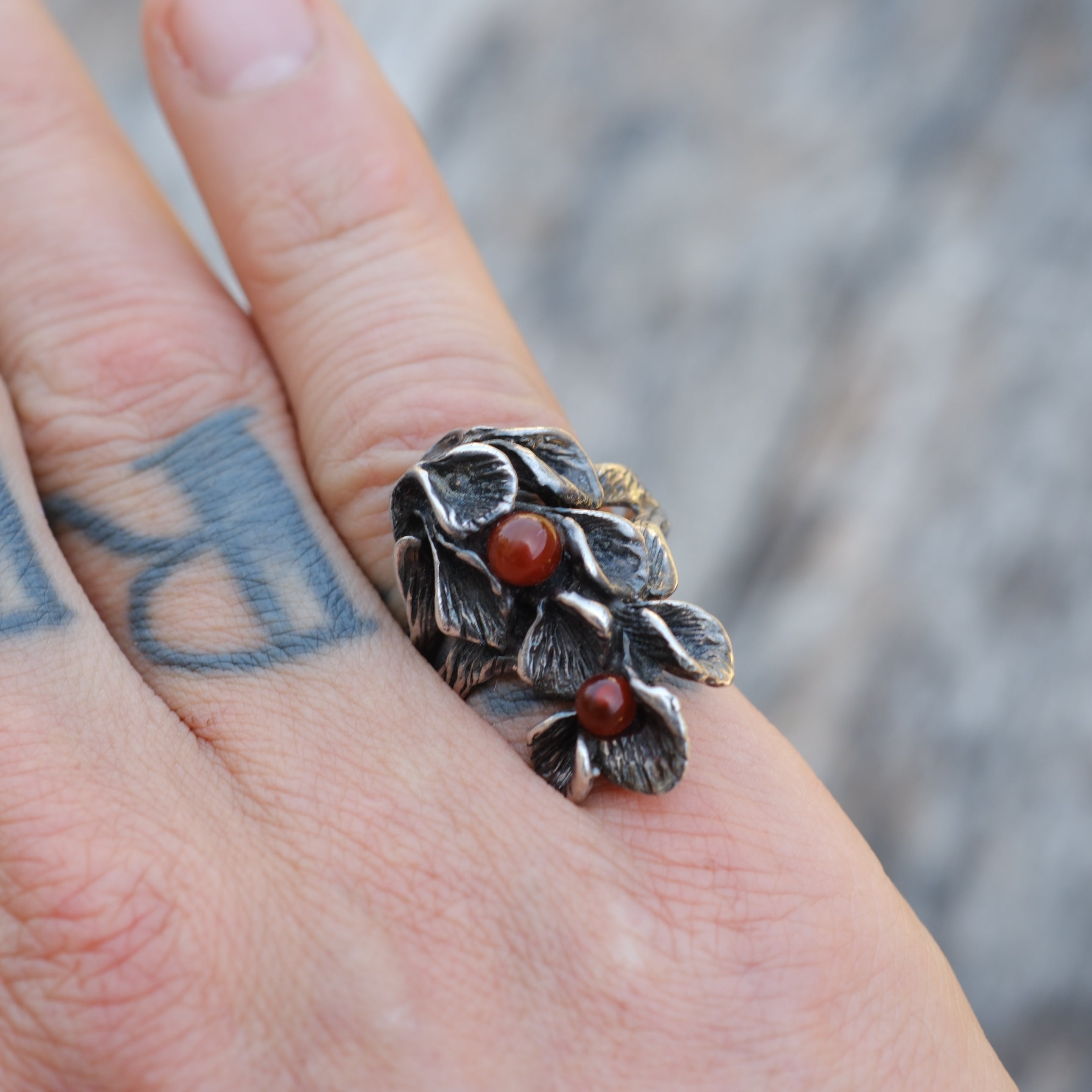 Vintage Sterling Flower Ring 8.75