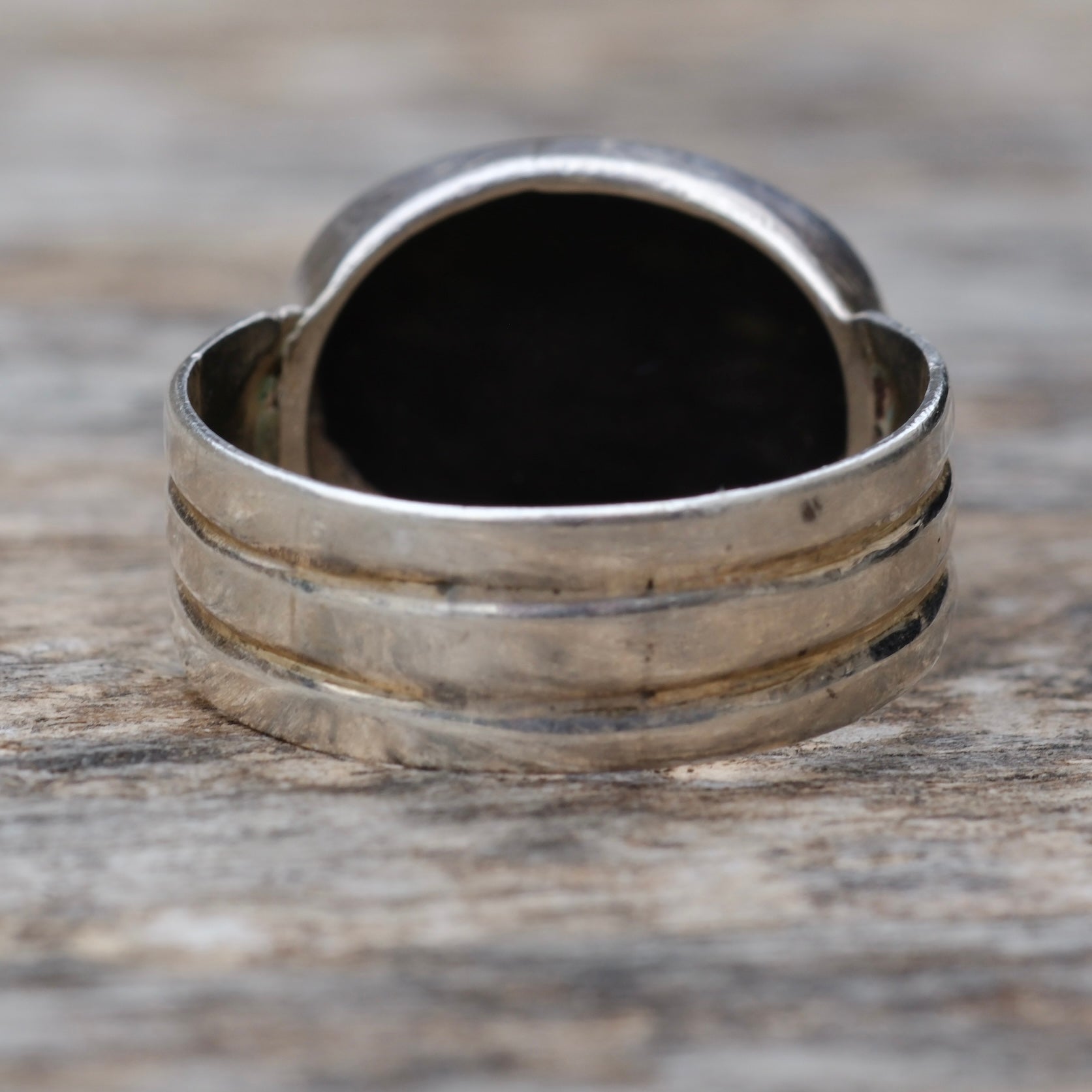 Vintage Sterling Onyx Band 13.25