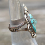 Vintage Sterling Turquoise Feather Ring 5.75