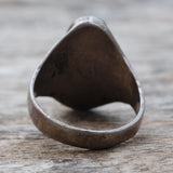 Vintage Sterling Crushed Turquoise and Coral Stamped Band Ring 11.5
