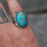 Vintage Sterling Turquoise Roper Ring 7.25
