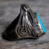 Vintage Sterling Turquoise Feather Ring 10
