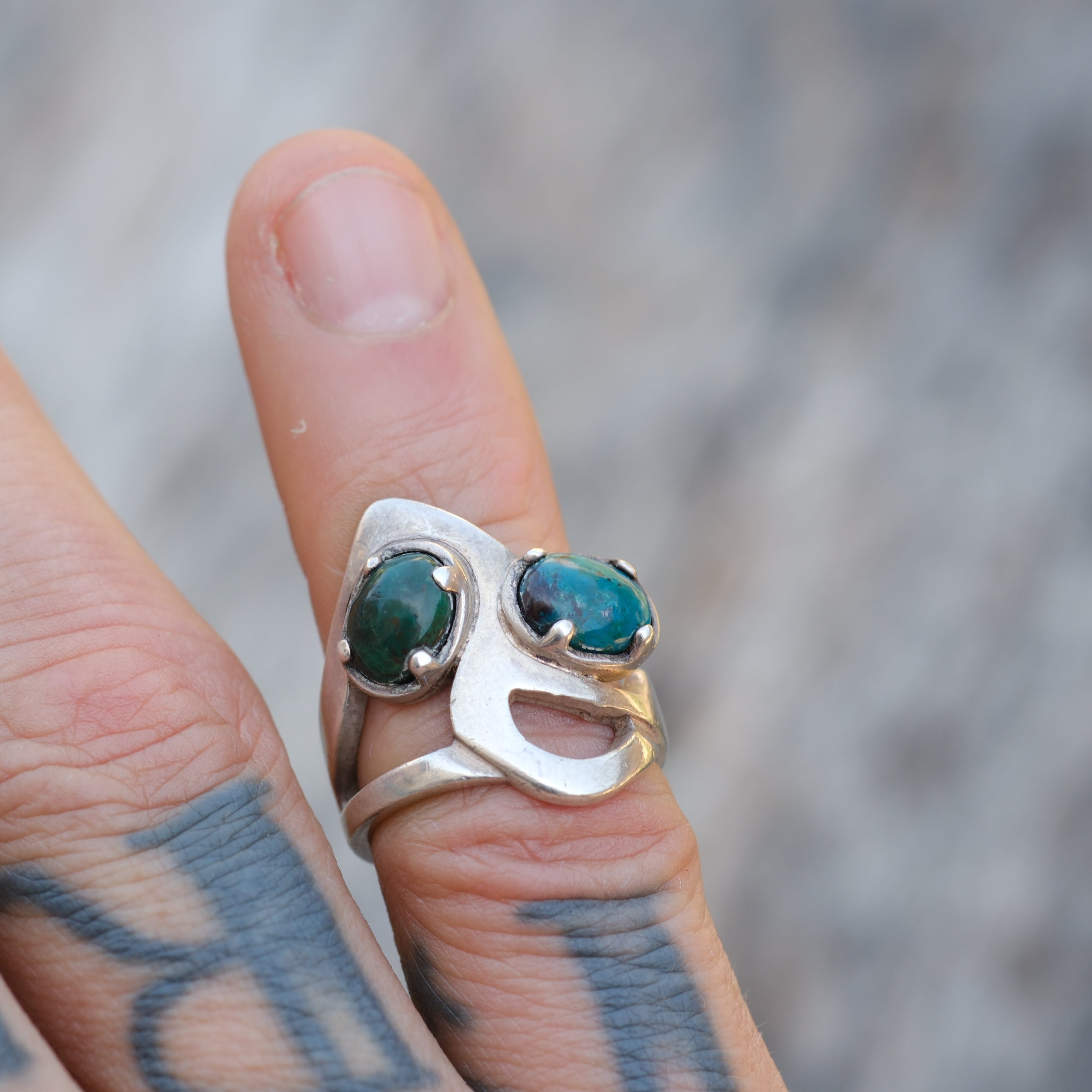 Vintage Sterling Chrysocolla Ring 5.25