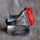 Vintage Sterling Agate Signet Ring 12