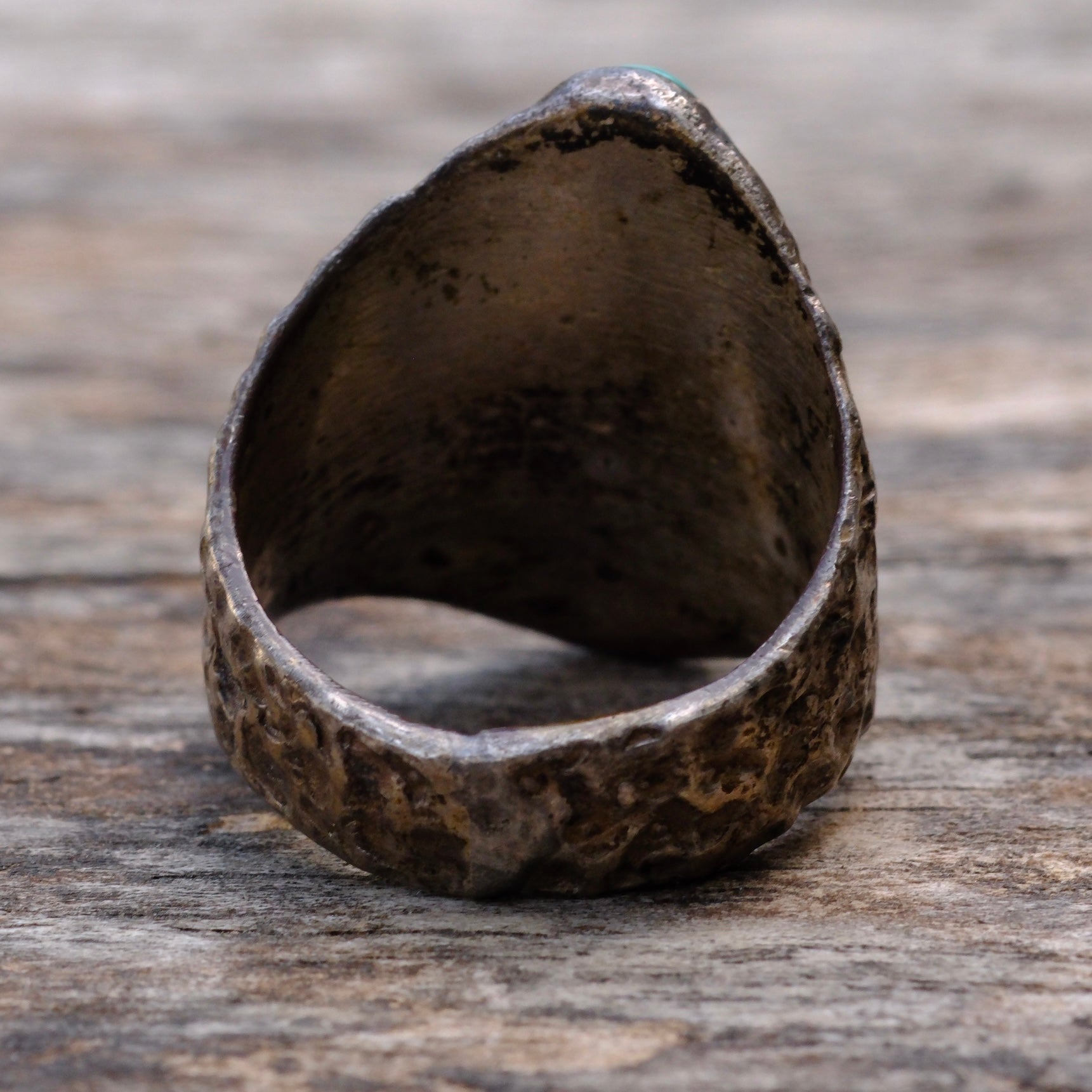 Vintage Sterling Turquoise Textured Band Ring 7