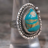 Vintage Sterling Turquoise Roper Ring 8.5