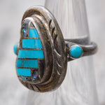 Vintage Sterling Turquoise Inlay Ring 6