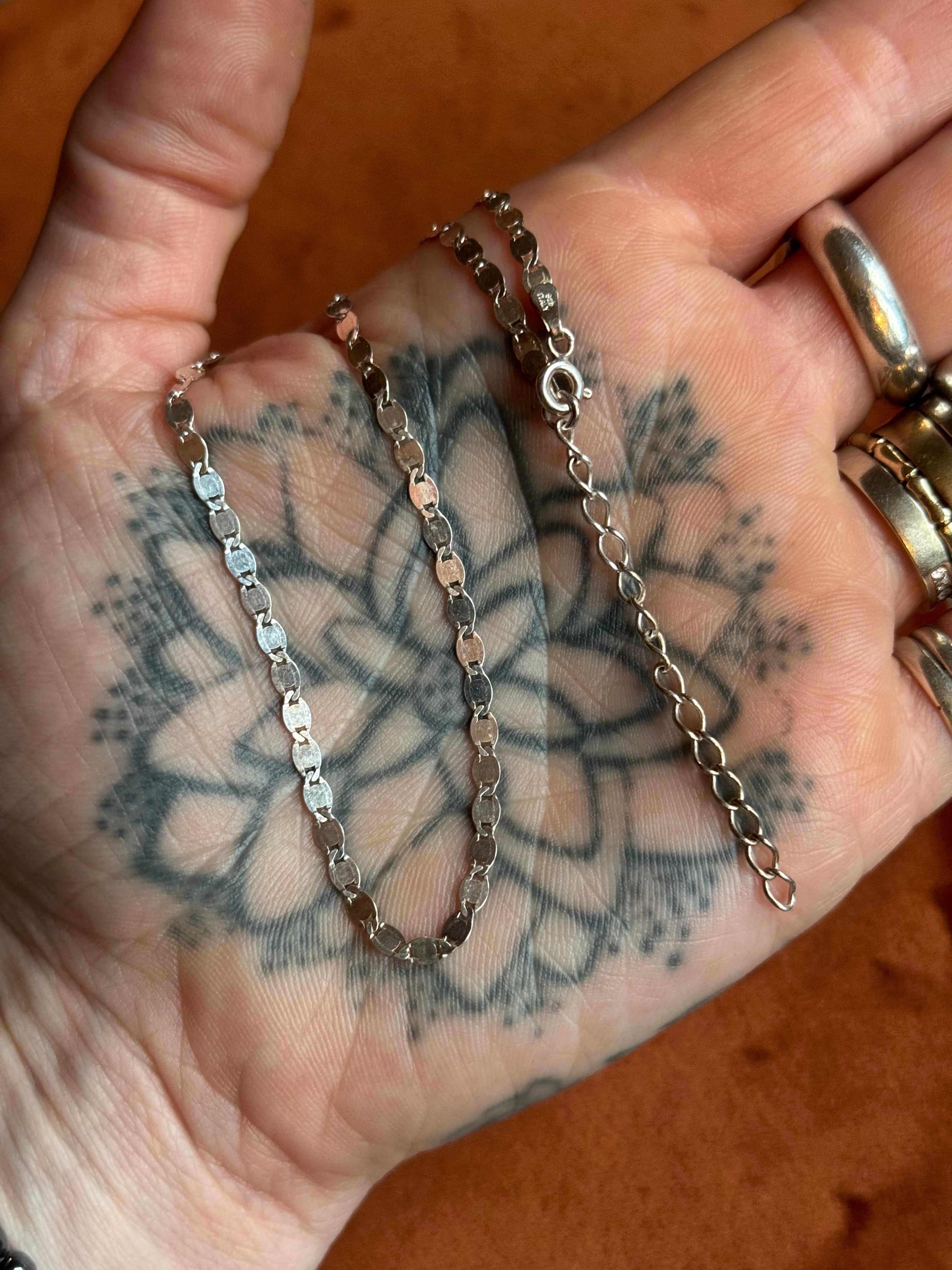 Vintage Sterling Silver 16” Coin Link Chain