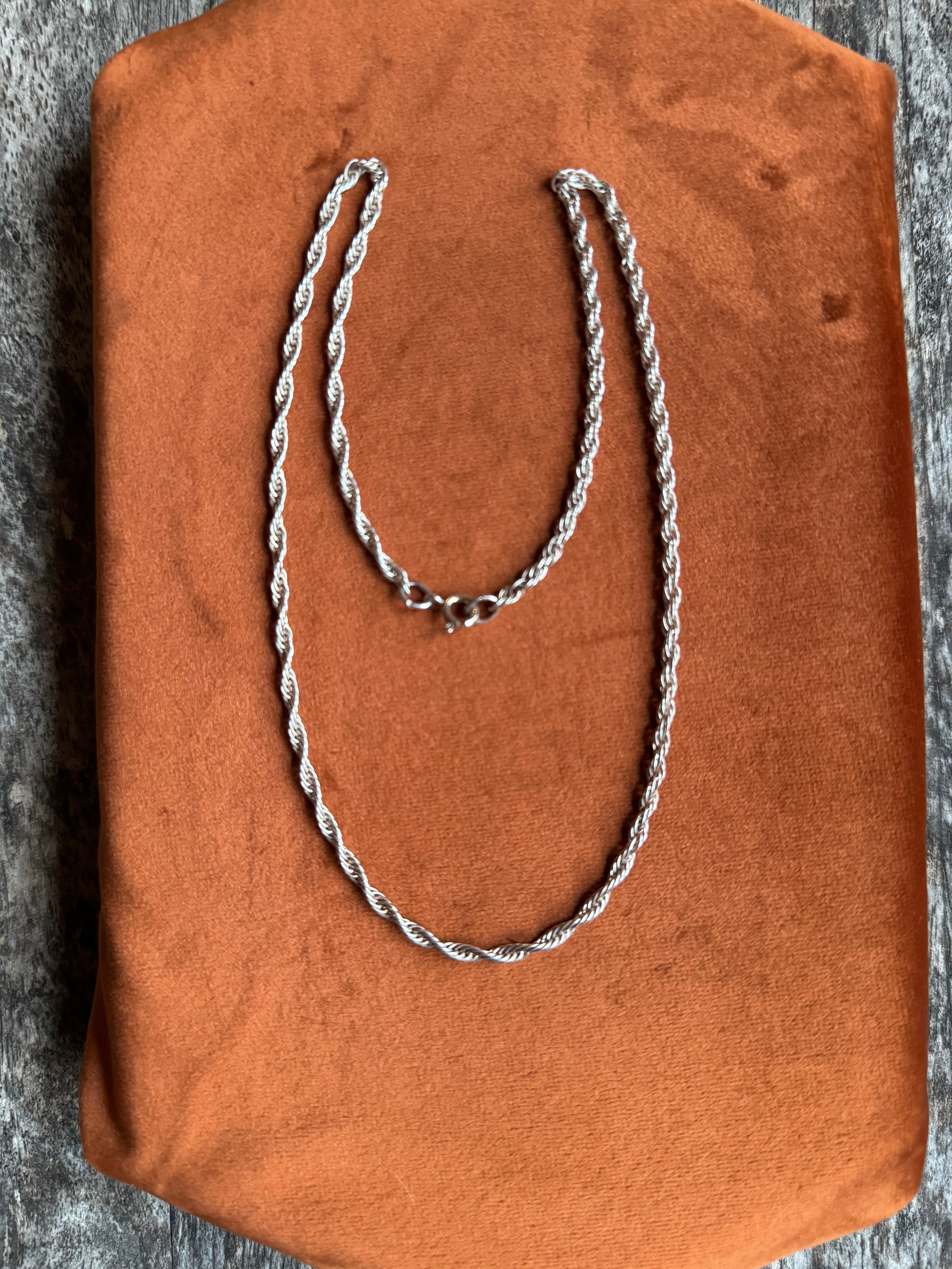 Vintage Sterling Silver 18” Rope Chain