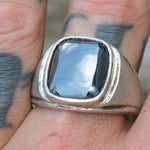 Vintage Sterling Hematite Signet Ring 13.5