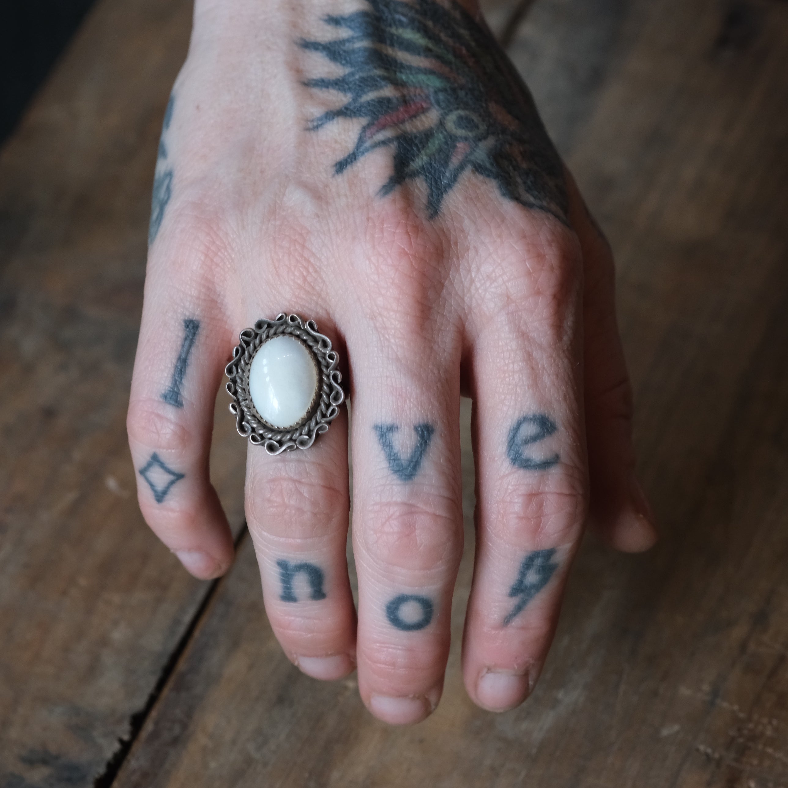 Vintage Sterling Mother Of Pearl Ring 5.75