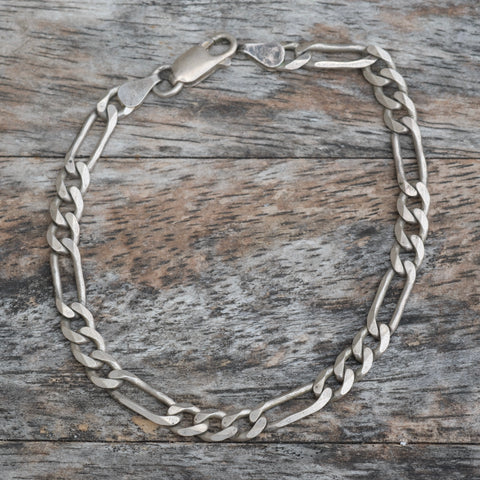 Vintage Sterling Silver Figaro Chain Bracelet