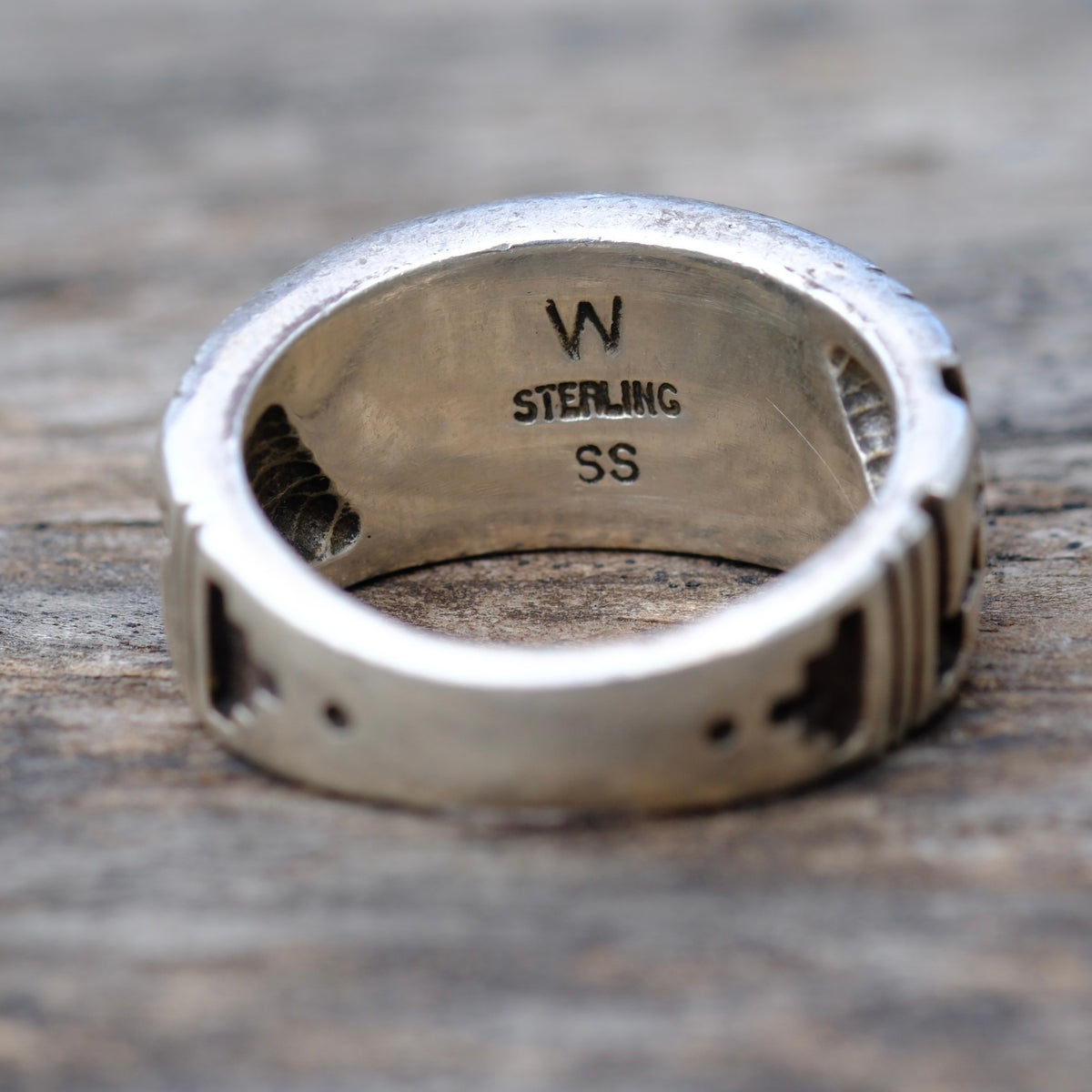 Vintage Sterling Turquoise Inlay Band Ring 9