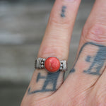 Vintage Sterling Coral RIng 6.25