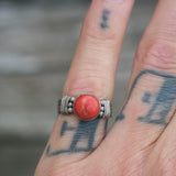 Vintage Sterling Coral RIng 6.25