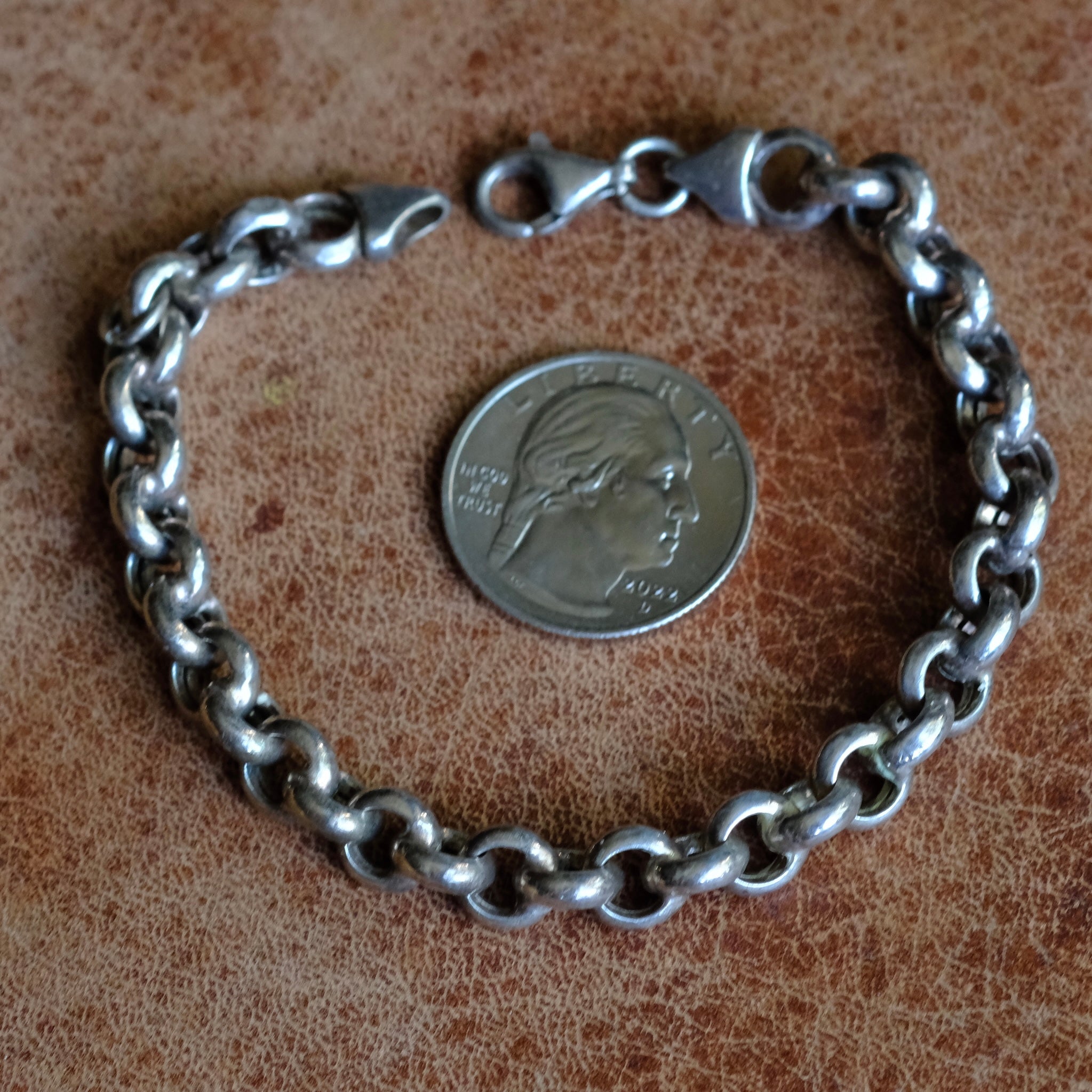 Vintage Sterling Silver Rolo Chain Bracelet