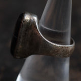 Vintage Sterling Black and White Glass Ring 7.5