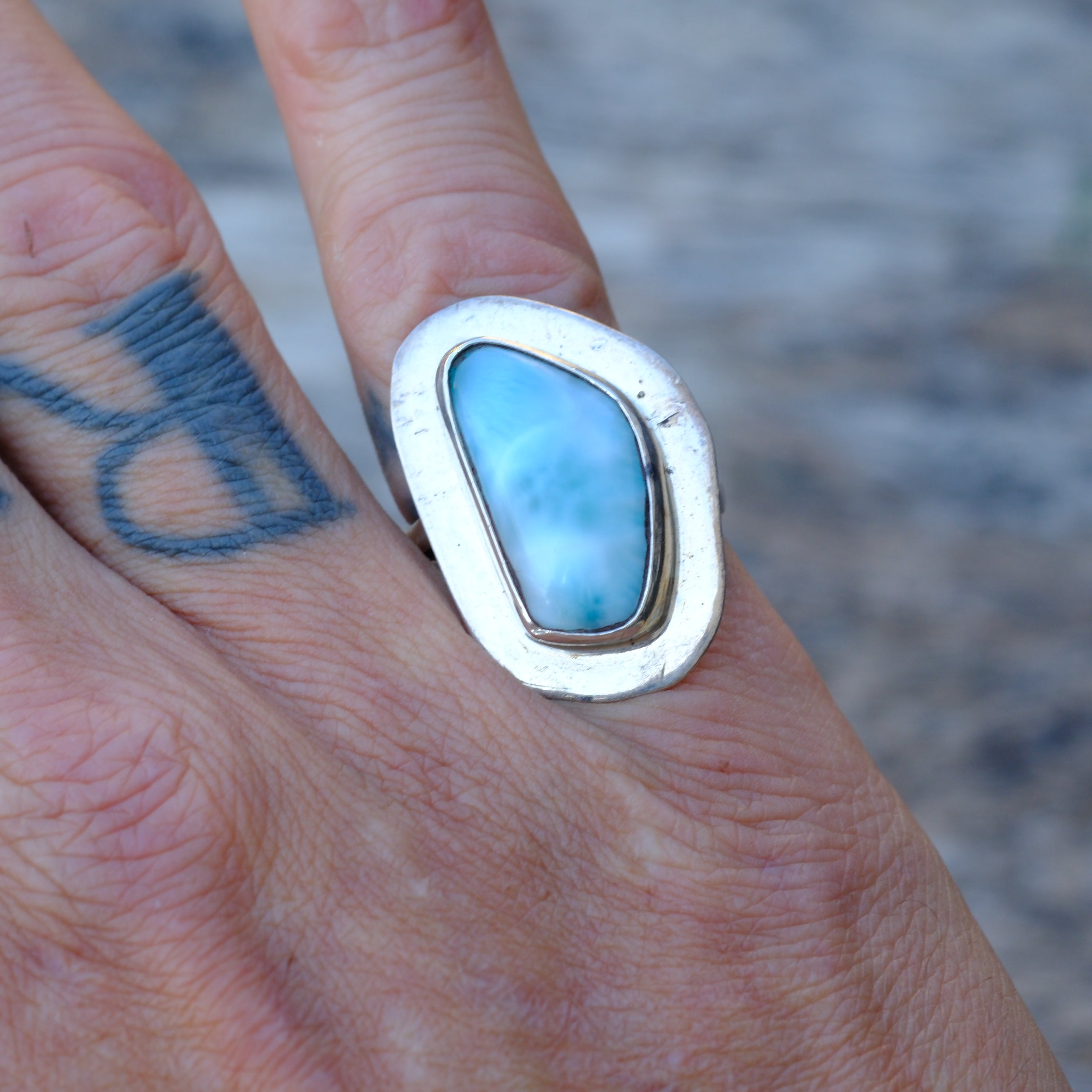Vintage Sterling Larimar Ring 6.5