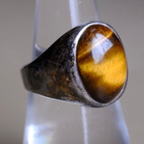 Vintage Sterling Tigers Eye Cabochon Ring 7.5