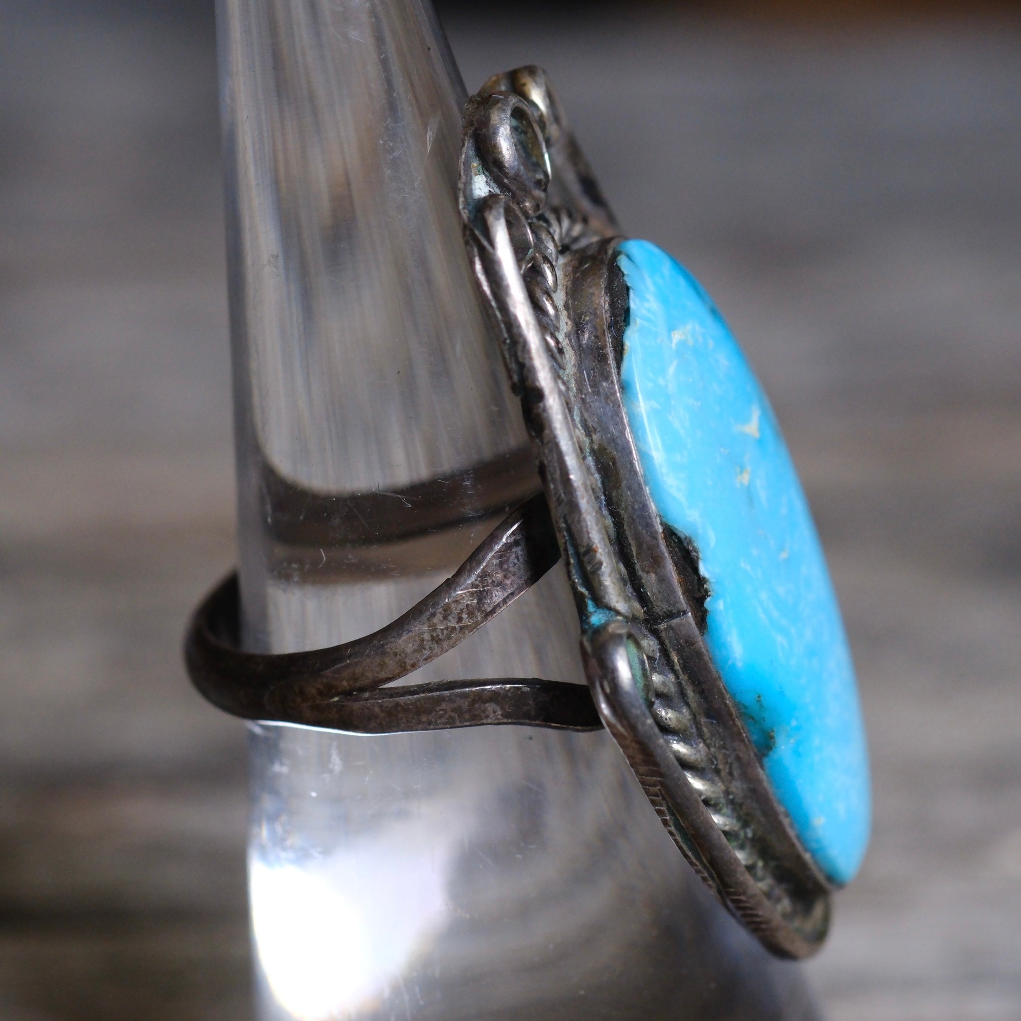 Vintage Sterling Turquoise Ring 6.5